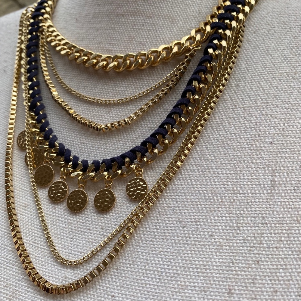 NWT Romolo gold/blue necklace casual - Picture 3 of 6